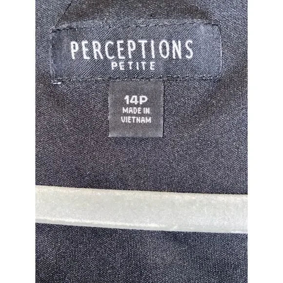 Perceptions Dress Size 14P Fit & Flare Midi Purple Teal & Black Floral Beaded - Picture 7 of 9